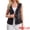 Black, variant on Women's V Neck Patch Pockets Button Down Sleeveless Jacket L Blue
