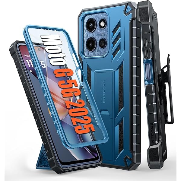 wonima11 FNTCASE for Moto-G 2026/2025 Case: for Motorola Moto G Play 2026 5G Military Grade Cell Phone Cover with Kickstand & Belt Clip Holster Matte Textured Rugged Shockproof Protector Blue