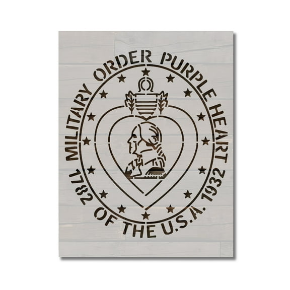 Purple Heart Military Order Veteran Stencil Template Reusable 8.5 x 11 for Painting on Walls, Wood, Etc. By Stencilville