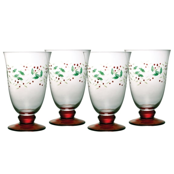 Pfaltzgraff Winterberry 14 oz Glass Water Goblet, Set of 4