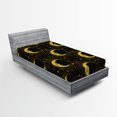 thumbnail image 2 of Ambesonne Celestial Fitted Sheet, Bohemian Moon Stars Orbit, Twin Size, Pale Earth Yellow Mustard, 2 of 5