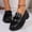 #0281-Black, variant on Xucatan Women's Patent Leather Loafers with Metal Chain Detail, Round Toe Low Block Heel Slip On Shoes with Wide Toe Box, Comfortable Non Slip Flats for Daily Walking and Casual Wear Gift