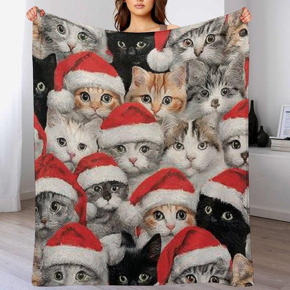 RKSupls Christmas Throw Blanket ,Santa Hats Holiday Pet Decorative Blanket for Home Bed Sofa Couch,50x60 in