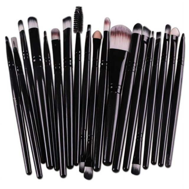 Fawoonu MAANGE 20-Piece Professional Makeup Brush Set - Black Handle, Multi-Functional, Travel-Friendly, Skin-Friendly Fibers for Flawless Application