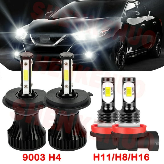 H4 9003 High&Low Beam for Nissan Maxima 2019 LED Headlights H11 Fog Lights 4pcs