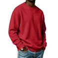 thumbnail image 5 of IAJDKMEK Long Sleeve Shirts for Men - Loose Fit Round Neck Soft Sweatshirts, Lightweight Breathable Comfortable Tops for Daily Wear, Work, Office, and Weekend,Red 3XL, 5 of 8