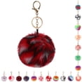 thumbnail image 2 of Pom Pom Keyring Faux Fur Decorative Fuzzy Ball Keychain Bag Charm for Women, 2 of 10