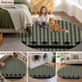 thumbnail image 6 of 5ft Round Rug, Sage Green Black Plaid Non-Skid Rubber Backing Large Area Rugs - Living Room Bedroom Home Office, Vintage Star Buffalo Check Rustic Indoor Floor Mat Carpets Washable Rug, 6 of 9