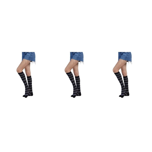 Calcetines Hasta El Muslo Minnieouse A Rayas Botas Tipo Calcetín Día De San Valentín Raya Negra Gris Type1 NO1