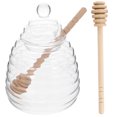 thumbnail image 5 of FONDOTIN 1Set Clear Glass Honey Pot with Dipper Convenient Multiuse Honey Dispenser for Home, 5 of 8