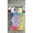 thumbnail image 3 of Ambesonne Hamsa Quilted Bedspread Set 2 Pcs, Circle of Dreamy Vivid Colors, Twin Size, Multicolor, 3 of 3