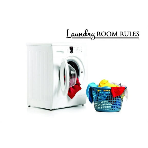 Laundry Rules Brush Teeth Laundry Scrub A Dub Dub Laundry Soap Washer Dryer Clean Shorts Pant Sock Shoes Tooth Paste Surprises Girl Boy Bedroom Wall Decal Sticker - Size: 8 Inch x 26 Inch