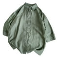 thumbnail image 4 of Krdevn Mens Shirts - Men's Casual Solid Color Shirt Lightweight Breathable Loose Fit Open Front Button Down Shirt for Daily Wear Comfortable Soft Fabric,Mens Fall Shirts,Color:Green,Size:XXL, 4 of 5