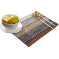 thumbnail image 2 of Placemats Set of 6, Retro Rustic Barn Wood Texture Polyester Stain Resistant Table Mats Washable Placemat Decoration for Kitchen Dining Table Ombre Ground Color Brown Grey, 2 of 6
