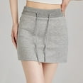 thumbnail image 6 of Bovxnpu Women Skirt Women's Sweat Mini Skirt Drawstring Sports Skater Skirt Basic Casual High Waisted Mini Skirts Beach Vacation Summer Outfits, 6 of 7