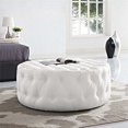 thumbnail image 2 of Modway Pouf Rond Capitonné à Boutons en Similicuir Amour, Blanc, 2 of 2