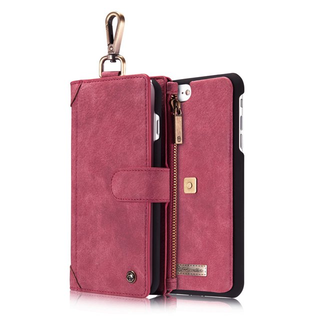 Funda CaseMe 3 en 1 para iPhone 7 Plus - Estuche con billetera integrada en cuero PU, colores elegantes (rojo, azul, café, negro) - Protección personalizada para tu móvil