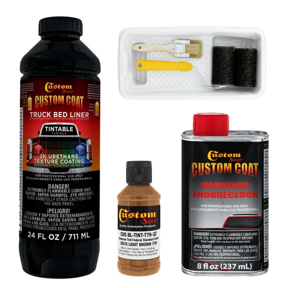 Custom Coat 30215 Light Brown T79 Urethane Roll-On, Brush-On or Spray-On Truck Bed Liner, 1 Quart Kit with Roller Applicator Kit