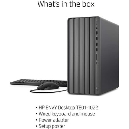 HP ENVY Desktop Computer, Intel Core i7-10700, 16 GB RAM, 1 TB Hard Drive & 512 GB SSD Storage, Windows 10 Pro (TE01-1254, 2020 Model) PC