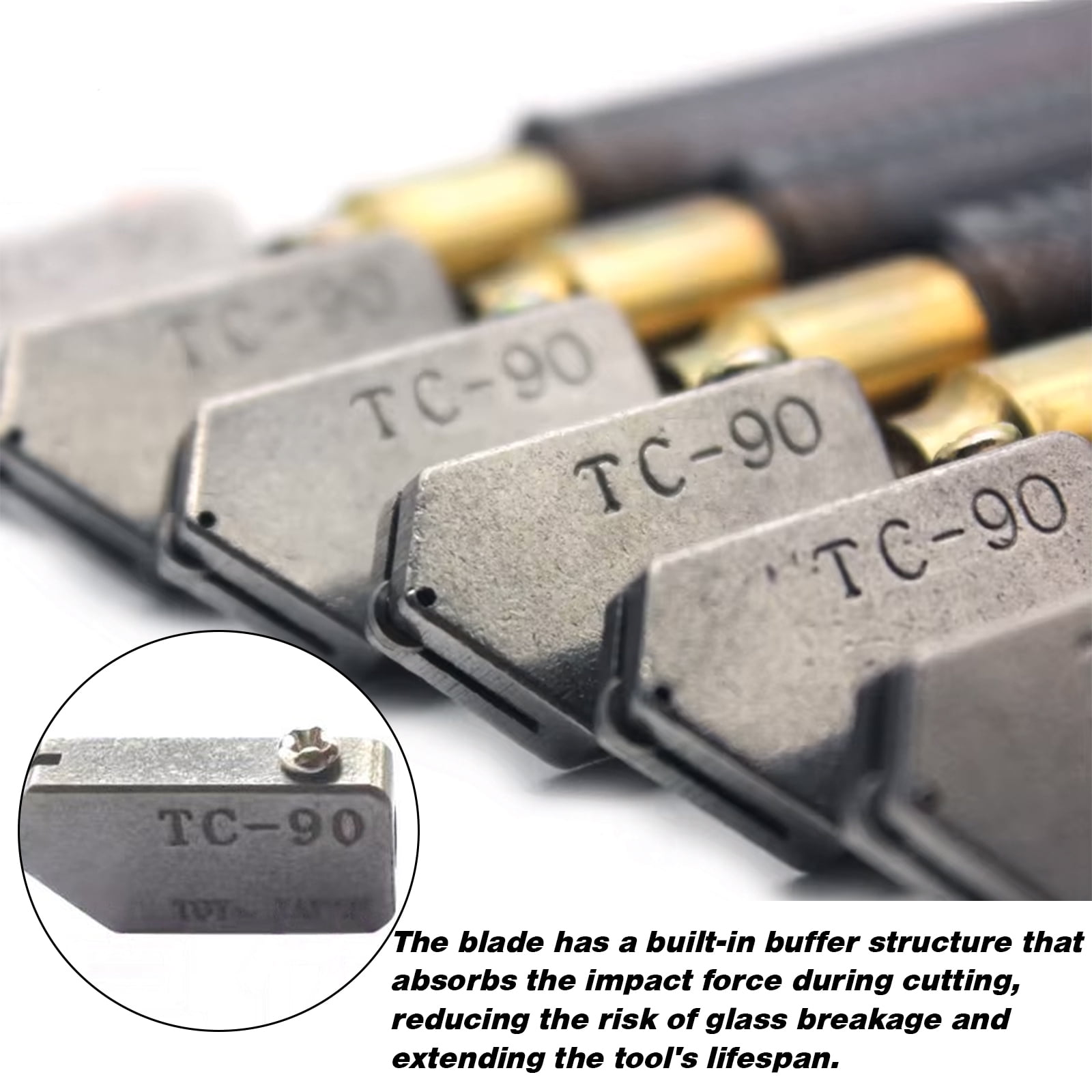 2Pcs TC-10 TC-30 TC-90 Glass Cutter Replacement Heads Tungsten Carbide Pencil Style Smooth Rolling Cutting Blade Tool for Stained Glass Straight Cutting Mirror Tile Cutter Head Tool Kit