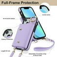 thumbnail image 5 of Phone Case for iPhone 13 Mini 5.4 inch Wallet Cover with Screen Protector Ring Stand Credit Card Holder Slot Crossbody Strap Cell iPhone13mini i-Phone 13minicase i iPhone13 13mini Women Girl的、 Purple, 5 of 13
