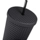 thumbnail image 5 of Vaso Happon de plástico de doble pared con remaches, tapa y pajita, color negro mate, de 24 oz, 5 of 6