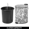 thumbnail image 5 of mDesign Round Metal 1.3 Gallon Step Trash Can, Lid, Removable Liner, Gray Marble, 5 of 7