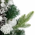 thumbnail image 2 of Northlight Green Pine Frosted Artificial Christmas Wreath with Laced Ornaments 24-Inch Unlit, 2 of 3