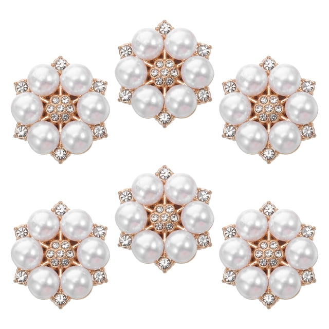 ColoMX 6 cubrebotones para mujer: cubrebotones con flores para camisas de vestir de hombre - Broches con perlas de estrás - Gemelos decorativos de aleación desmontables