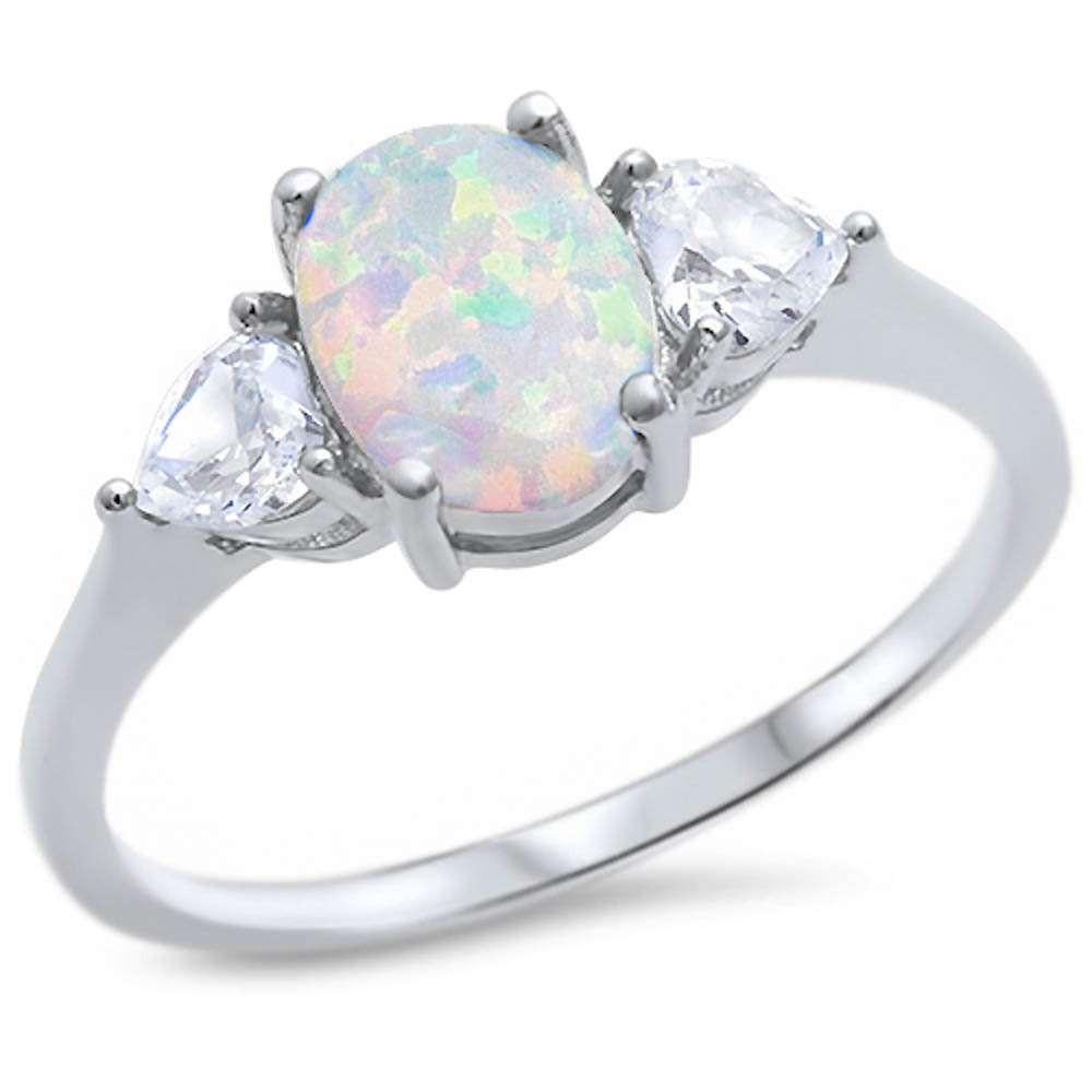 Oxford Diamond Co Sterling Silver Lab Created White Opal Chevron Thumb Stackable Ring Sizes 4-12 Oxford Diamond Co Sterling Silver Lab Created White Opal Chevron Thumb Stackable Ring Sizes 4-12