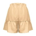 thumbnail image 7 of ABATAB Shorts for Women Trendy Button down Elastic Waisted Hot Shorts Ruffle Solid Color Beach Vacation Fashion Shorts, 7 of 7