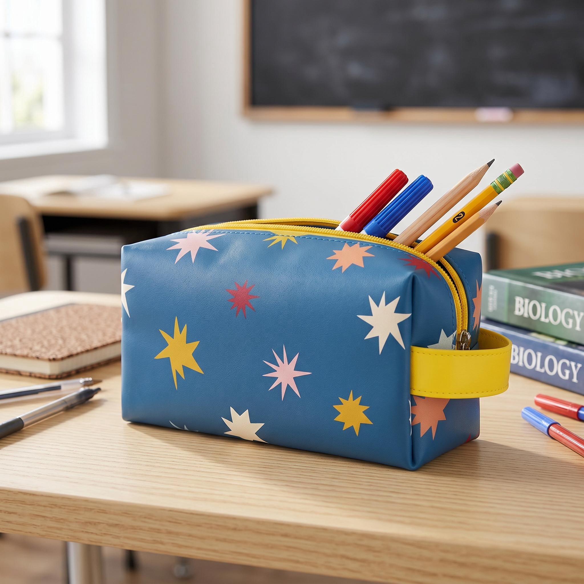 Pen + Gear Star Print Pencil Pouch, Blue, Educational Level: Perfect for Students of All Ages--Elementary, Middle School, High School, College, and Adult Professionals