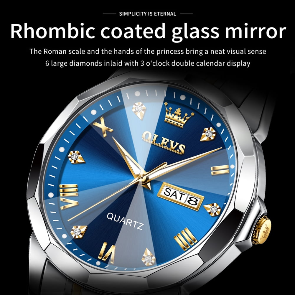 OLEVS Orologio Uomo Cinturino Pelle Impermeabile Casual