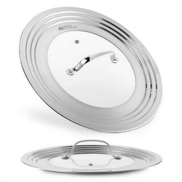 Universal Lid for Pots, Pans and Skillets, Stainless Steel and Tempered Glass, Fits All 7 Inch to 12 Inch Pots and Pans, Replacement Cookware Frying Pan Cover and Cast Iron Skillet Lid