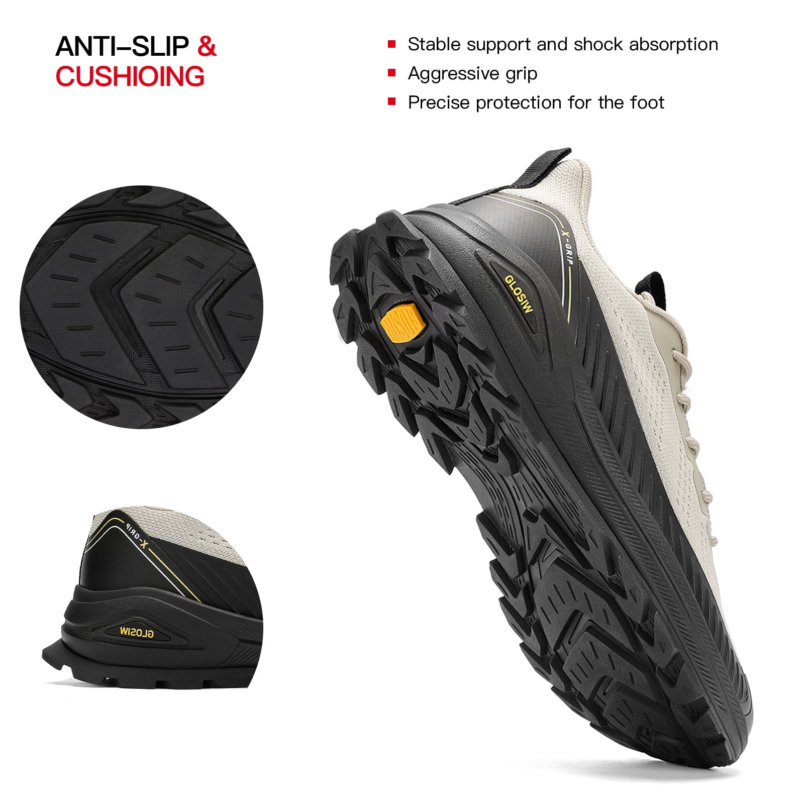 GLOSIW Men's Trail Running Shoes Fashion Walking Hiking Sneakers for Men Tennis Cross Training Shoe Outdoor Snearker