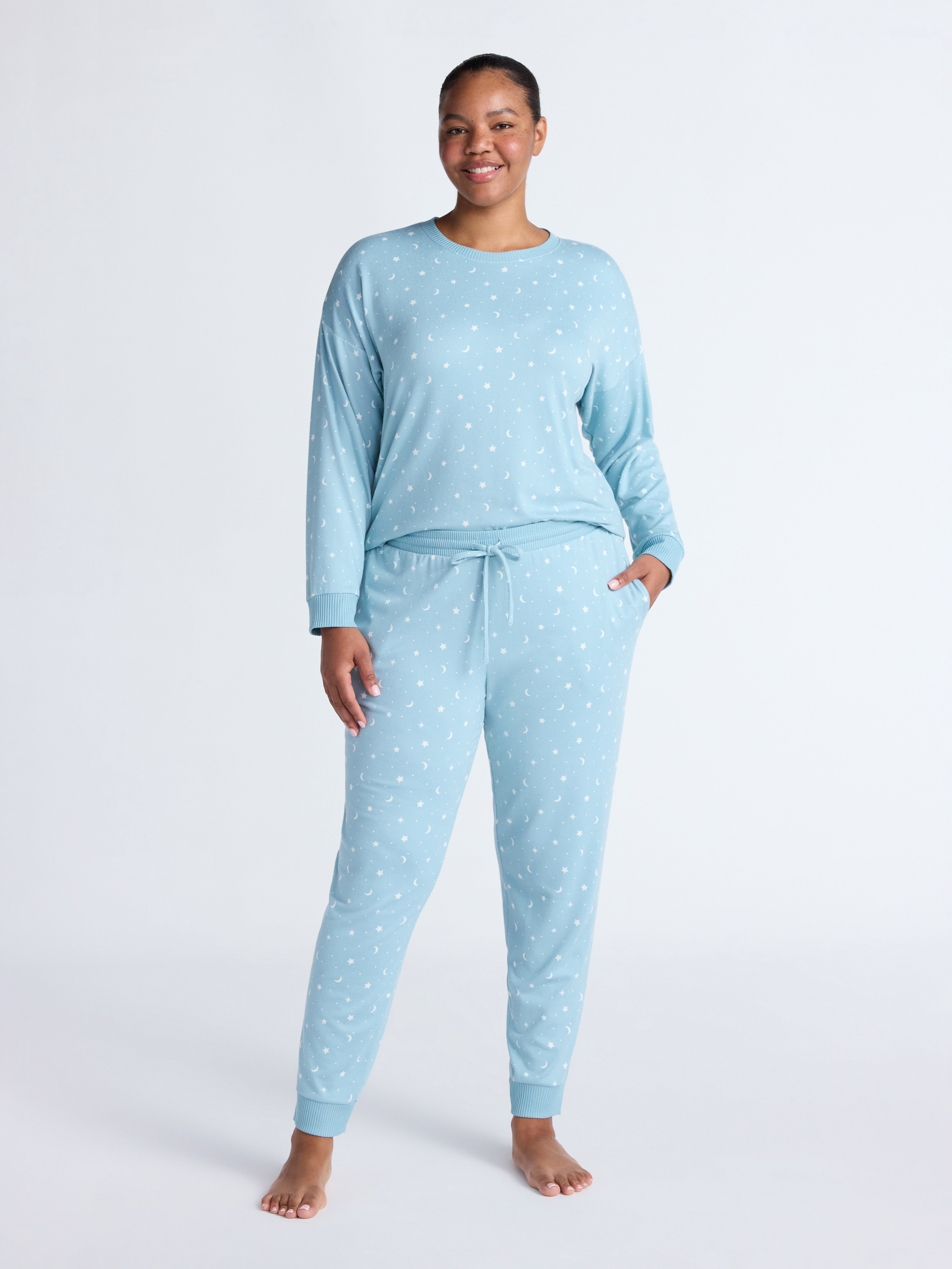 Joyspun Women's Cozy Lounge Collection Hacci Knit Sleep Joggers, 29'' Inseam, Sizes XS-3X