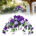 thumbnail image 2 of Artificial Fake Flowers Plants for Outdoor Decoration, 1PCS Faux Petunias Silk Flower UV Resistant No Fade for Home Outside Garden Balcony Yard Porch Realistic Indoor Decor,Purple,25.5x15.7", 2 of 9