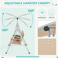 thumbnail image 2 of HOMREST Patio Swing with Adjustable Canopy，Heavy Duty 650 LBS Outdoor Swing with Pivot Storage Table & 3 Cup Holders & Cushions for Yard, Lawn, Backyard, Beige, 2 of 9