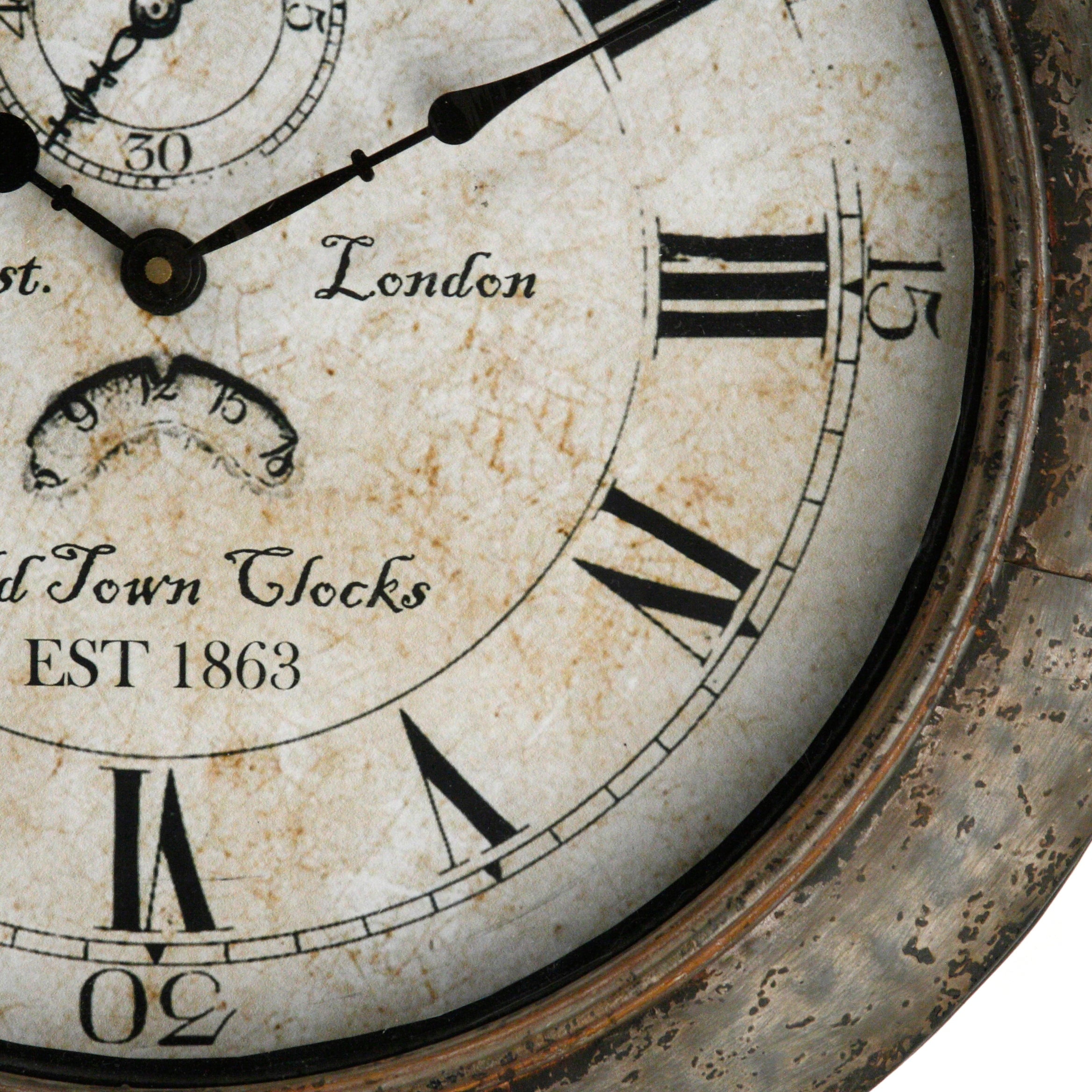 Zentique Iron Wall Clock, 17.5 in., Weathered Zinc Finish