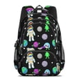 thumbnail image 2 of Astronaut and Alien Black Pattern Backpack for School, Cute School Bag with Adjustable Shoulder Straps and Padded Back, 16.9"x12.6"x5.9", 2 of 5