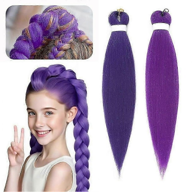 Purple Pre-stretched Braiding Hair Extension, Demon Hunters Rumi Costume Hair Extension for Kids, Anime Halloween Cosplay Props