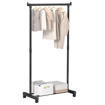 Mr IRONSTONE Adjustable Clothes Rack, Portable Rolling Garment Rack with Wheels, Black