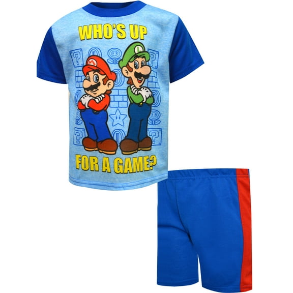 AME Sleepwear Boys Super Mario Who's Up For a Game Pajamas (10)