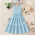 thumbnail image 5 of Babcutegg Girls’ Lightweight Sleeveless Summer Dress With Adjustable Straps And Back Bow Detail Sky Blue Size 7, 5 of 5