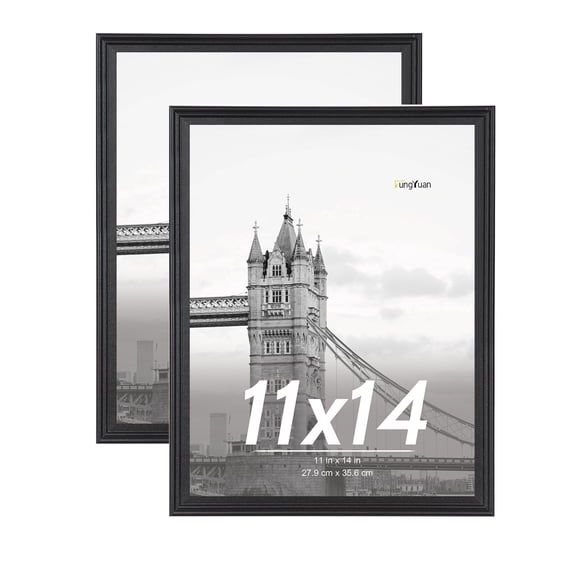 FungYuan 2 PACK 11x14 Wood Gallery Picture Frame,Poster Picture Frames for Wall Display,Black