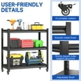 thumbnail image 6 of 3 Tier Adjustable Garage Storage Shelving,Heavy Duty Utility Rack Shelf Unit on 4 Wheel Casters,Standing shelves for Garage, Home, Pantry,Kitchen,Warehouse,Bathroom & Laundry,Storage Rack - Black, 6 of 8