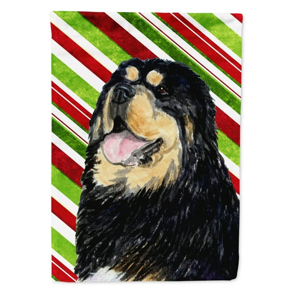 Carolines Treasures SS4581-FLAG-PARENT Tibetan Mastiff Candy Cane Holiday Christmas Flag  multicolor