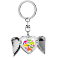 thumbnail image 1 of Conception de Forme Ronde Animaux Colorés Coeur Ange Aile Porte-Clés, 1 of 3