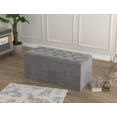thumbnail image 6 of Home Design Arya Upholstered 42" Flip Top Storage Bench with Button Tufted Velvet Seat, Foam Padding, and Hidden Storage, Multi-Purpose Entryway or Bedroom Seating, Gray, 6 of 6