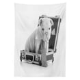 thumbnail image 3 of Ambesonne English Bulldog Tablecloth Rectangular Table Cover, Puppy with Tie, 52"x70", Grey Pale Grey, 3 of 4